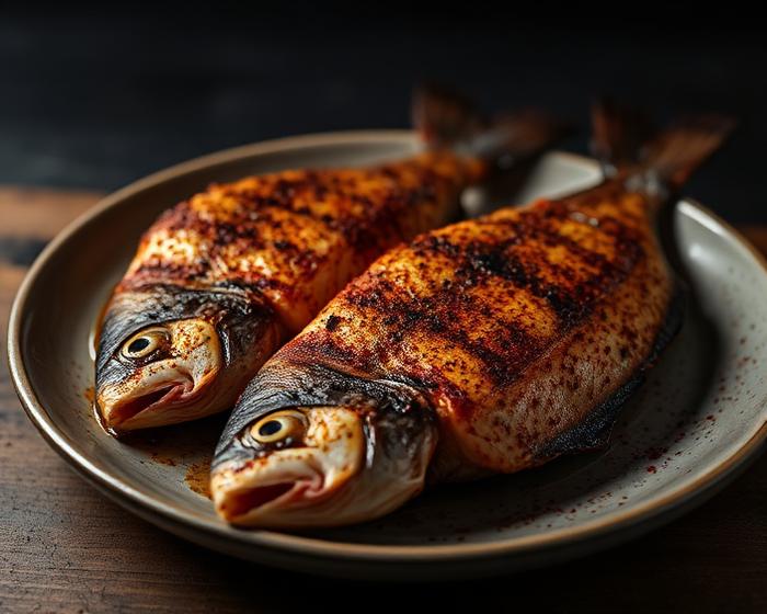 Whole fish seasoned with suya spice